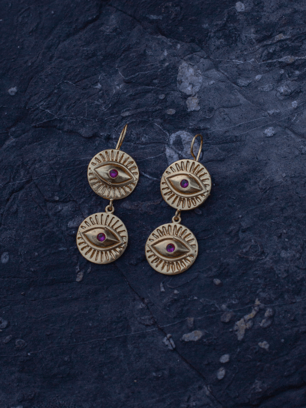 Pink Evil Eye Earrings