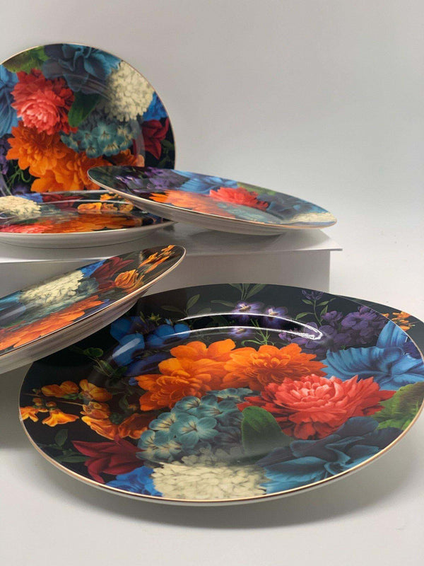 Çiçek Desenli Servis Tabağı Seti – 20 cm - Sia Moore | Studio