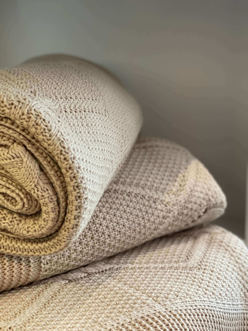 Soft Brown Hand-Knitted Throw