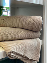 Soft Brown Hand-Knitted Throw