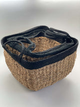Black Striped Wicker Basket Set of Three