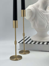 Brass Cylinder Candlestick Set of 2