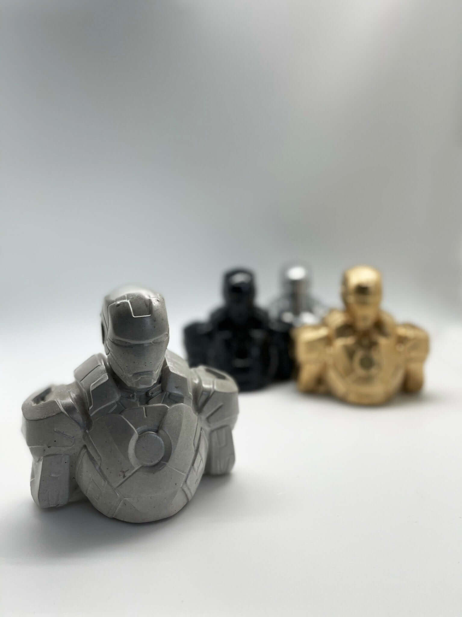 Concrete Iron Man Sculpture Raw Finished Bust - MottoBase