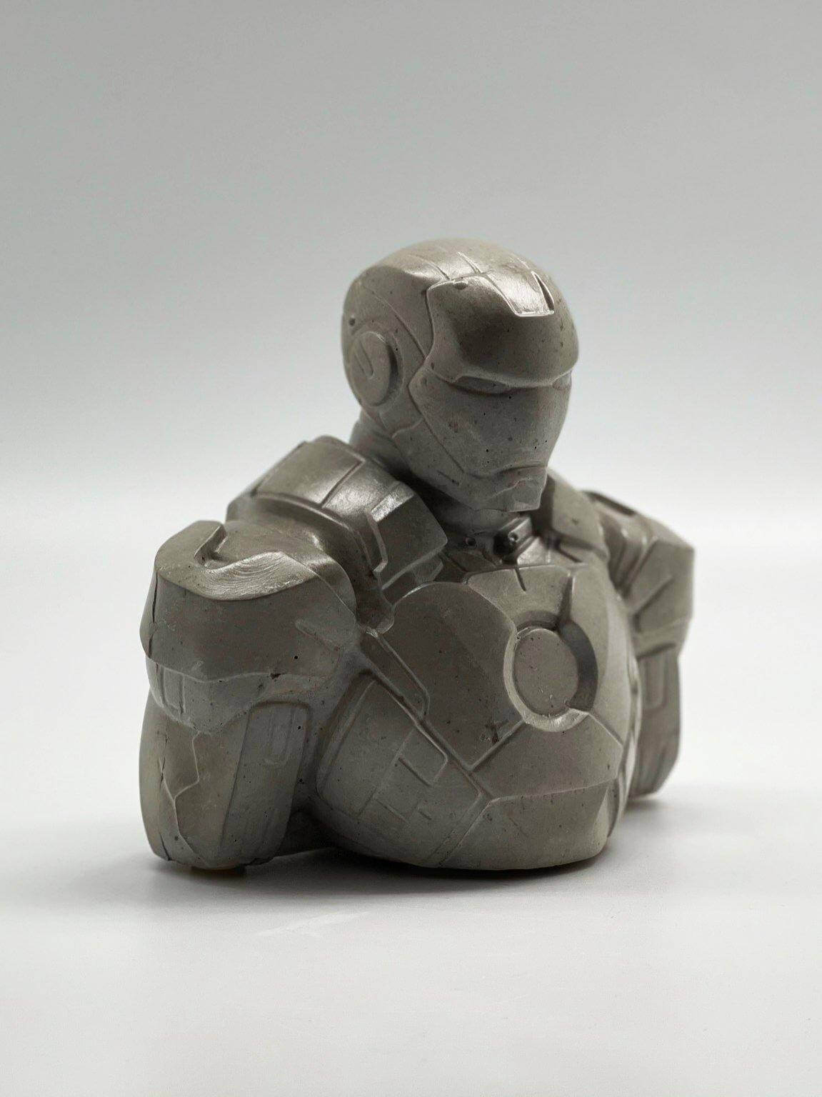 Concrete Iron Man Sculpture Raw Finished Bust - MottoBase