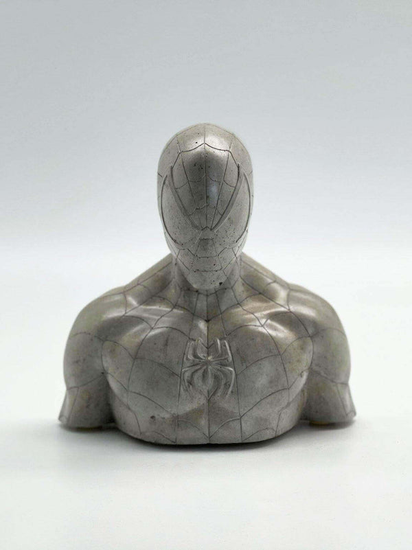 Concrete Spiderman Sculpture Raw Finished Bust - MottoBase