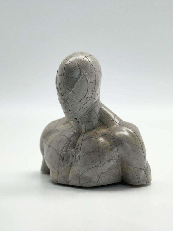 Concrete Spiderman Sculpture Raw Finished Bust - MottoBase