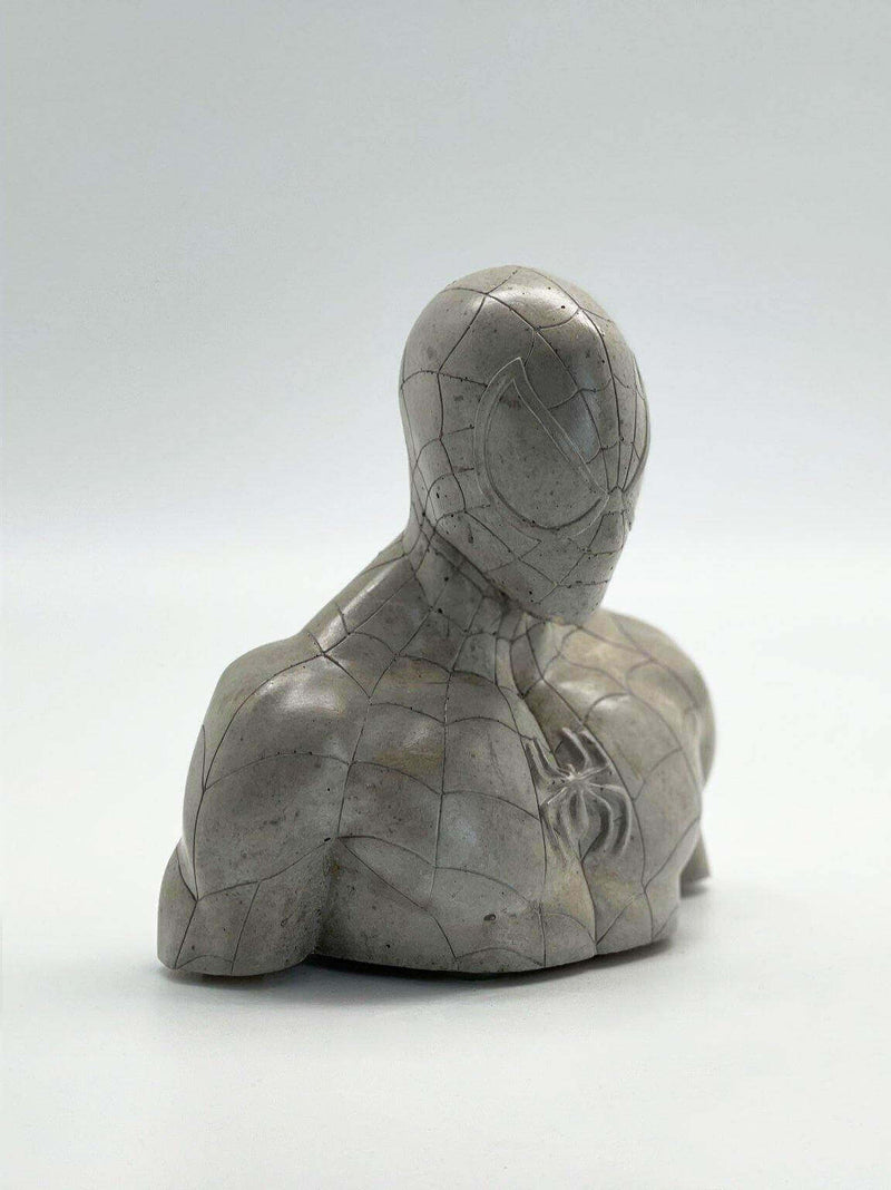 Concrete Spiderman Sculpture Raw Finished Bust - MottoBase