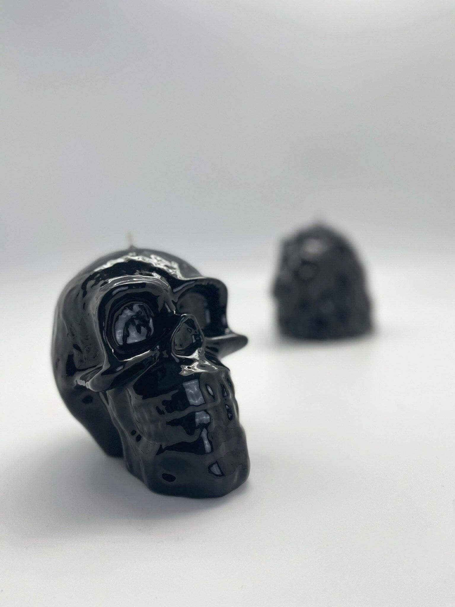 Glossy Black Skull Candle - MottoBase