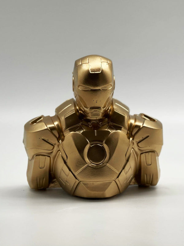 Gold Painted Concrete Iron Man Sculpture Bust - MottoBase