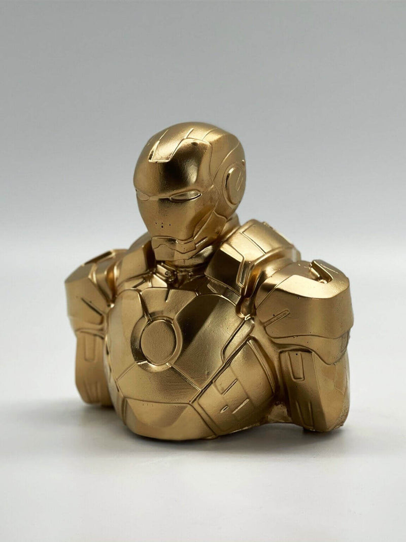 Gold Painted Concrete Iron Man Sculpture Bust - MottoBase