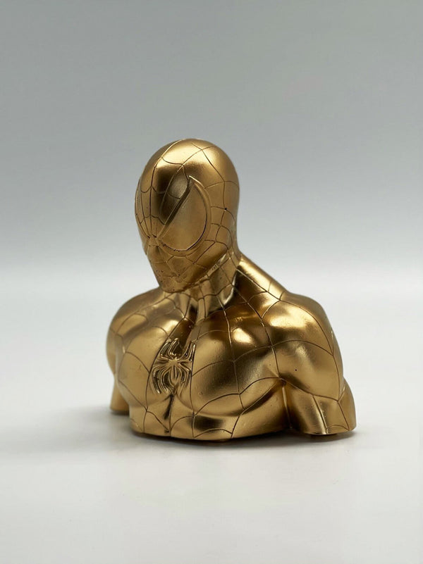 Gold Painted Concrete Spiderman Sculpture Bust - MottoBase
