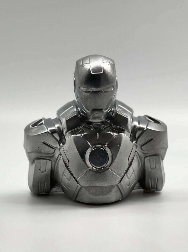 Silver Painted Concrete Iron Man Sculpture Bust - MottoBase