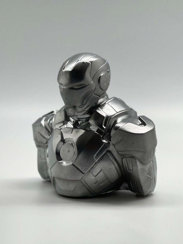 Silver Painted Concrete Iron Man Sculpture Bust - MottoBase